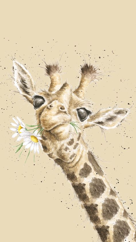 'Flowers' Giraffe Phone Wallpaper by Wrendale Designs Giraffe Wallpaper, Giraffe Drawing, Zoo Art, Wrendale Designs, Cool Backgrounds Wallpapers, Cute Giraffe, Funny Phone Wallpaper, Cute Wallpaper For Phone, Animal Wallpaper