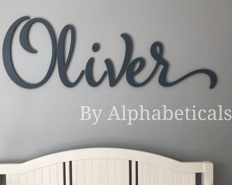 Alphabeticals Wooden Letters for Nursery Wall Letters Name Sign for Nursery Boy Girl Name Signs Name Letters LARGE Script Oliver Over Crib Decor, Nursery Name Sign Girl, Wooden Letters For Nursery, Baby Room Signs, Letters For Wall Decor, Letters For Wall, Baby Name Letters, Name Sign For Nursery, Wall Letters Nursery