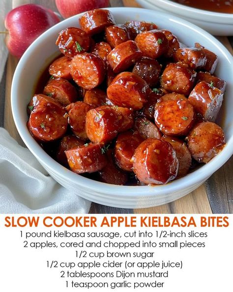 Kielbasa Bites Recipe, Kielbasa Appetizer, Kielbasa Bites, Hearty Snacks, Fluffy Mashed Potatoes, Kielbasa Sausage, Slow Cooker Apples, Kielbasa, My Recipes