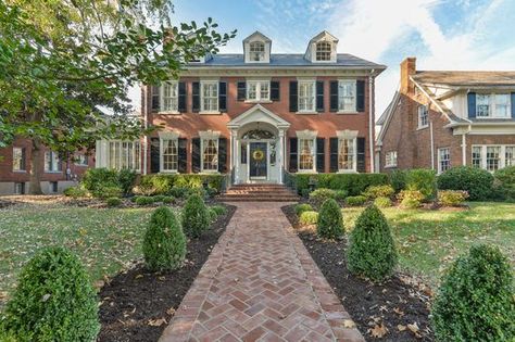 House Before And After Interior, Red Brick Colonial, 2 Story Colonial, Brick Colonial, Center Hall Colonial, Best Front Doors, House Before And After, Colonial Exterior, Red Brick House