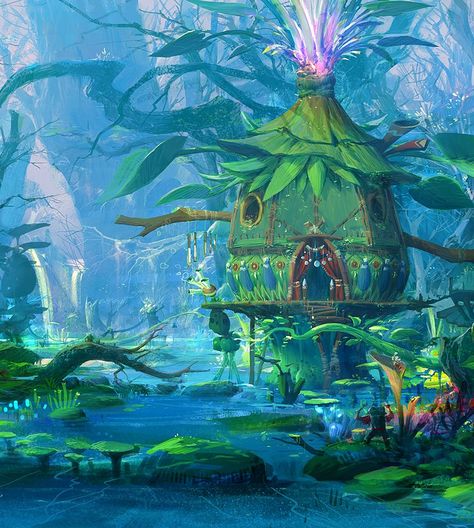 Paperblue House Concept Art, House Concept, Fantasy Forest, Heart Drawing, Fantasy House, Fantasy City, Concept Artist, Fantasy Places, Arte Fantasy