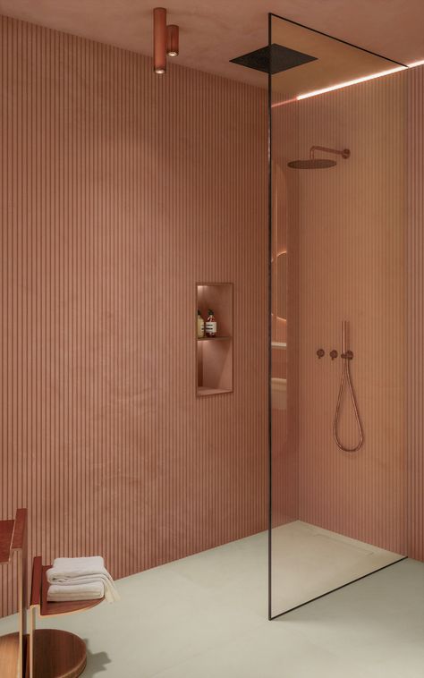 Warm Bathroom, Bathroom Big, Pink Vanity, Bathroom Solutions, Bathroom Tile Designs, Bathroom Shower Tile, Toilet Design, Tile Inspiration, Bathroom Spa