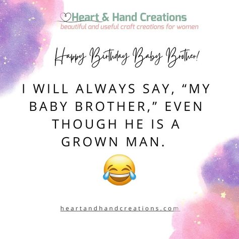 Happy Birthday to My Baby Brother! Even though you're all grown up now, you'll always be my baby brother. Today we celebrate YOU and all the wonderful moments we've shared. 🎈❤️ It's also World Senior Citizen's Day, so here's a shoutout to all of us amazing seniors who bring wisdom and joy into our lives. Let’s cherish and celebrate every stage of life! Wishing you a fantastic birthday filled with love, laughter, and all your favorite things. Cheers to many more adventures together! #Happ... Birthday Lines For Brother, Birthday Wishes For Little Brother, Happy Birthday Baby Brother, Lines For Brother, Happy Birthday To My Brother, Happy Birthday Captions, Scrapbooking Tips, Beginner Scrapbooking, Best Study Tips