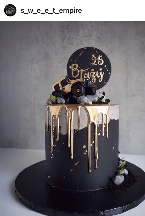 Black And Gold Birthday Cake, Black And Gold Birthday, Modern Birthday Cakes, Island Cake, Candy Birthday Cakes, Chocolate Cake Designs, Cake For Husband, Gold Birthday Cake, Unique Birthday Cakes