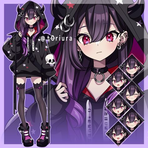 Goth Vtuber, Horror Vtuber, Bat Vtuber, Vtuber Ideas, Vtuber Model, Alien Girl, Art Brushes, Character Outfits, Medium Art