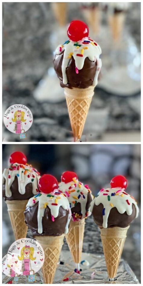 Ice Cream Cone Cake Pops Cone Cake Pops, Ice Cream Cone Cake Pops, Baby Shower Ideas For Girls Themes, Ice Cream Cake Pops, Cone Cake, Ice Cream Cone Cake, Mini Ice Cream Cones, Mini Treats, Cake Pop Recipe