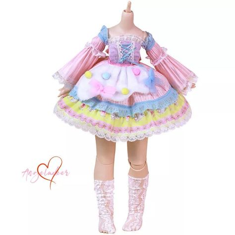 Dress Headwear Clown Clothes Lolita Cosplay Full Set Outfit for 1/4MSD BJD Doll | eBay Chica Costume, Decora Fashion Outfits, Decora Kei Fashion, Clowncore Outfit, Candy Clothes, Clown Dress, Fairy Kei Fashion, Dream Fairy, China Street Fashion