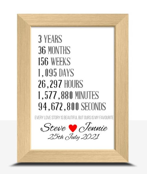 Celebrate 3 years together with this lovely 3rd year anniversary print. whether it's 3 years as a couple or 3 years Married this print is sure to put a smile on the face of your other half. Send us your 2 names and the date and let us do the rest. How To Order 1. Choose Your Print Size - A5, A4 & A3 sizes are available. 2. Choose Your Frame - Select just the print only, or choose to have your print framed by us with one of our good quality frames. 3, Send us your 2 names and the date. Send U Anniversary Letter To Boyfriend, Anniversary Quotes For Boyfriend, One Year Gift, Second Year Anniversary Gift, 2 Year Anniversary Gift, 3rd Year Anniversary Gifts, 2nd Wedding Anniversary Gift, 3 Year Anniversary, 2nd Wedding Anniversary