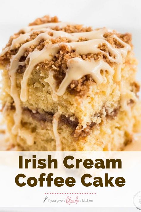 Irish Cream Coffee Cake, Irish Brunch, Easy Brunch Food, Coffee Cream Cake, Irish Coffee Cake, Baileys Irish Cream Coffee, Irish Cream Cake, Irish Cream Recipe, Irish Cream Coffee