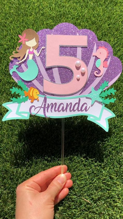 Mermaid Birthday Decorations Diy, Mermaid Theme Birthday Party Decorations, Mermaid Smash Cake, First Birthday Mermaid, Mermaid Decorations, Mermaid First Birthday, Topper Mermaid, Under The Sea Cake, Sea Cake