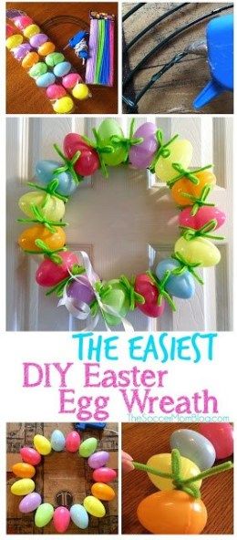 Diy Easter Egg Wreath, Easter Egg Wreath Diy, Passover Activities, Diy Osterschmuck, Craft Hacks, Easter Crafts For Adults, Easter Arts And Crafts, Egg Wreath, Bunny Cupcakes