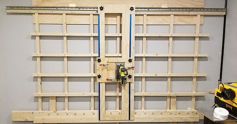 Wood Jig, Garage Organization Tips, Panel Saws, Panel Saw, Diy Table Saw, Wood Shop Projects, Plywood Sheets, Garage Tools, Work Bench