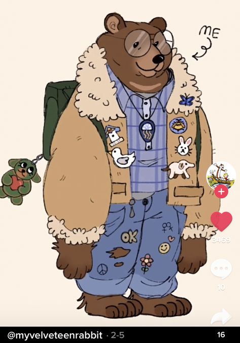 Bear Anthro Character Design References, Bear Fursona Art, Cartoon Art Styles Animals, Cute Bear Character Design, Wanderhome Character Art, Carrying Bag Pose Reference, Anthro Animal Character Design, Bear Oc Art, Bear Oc Drawing