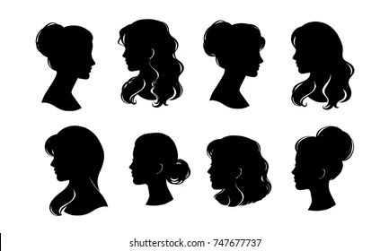 Silhouette Face, Profile Logo, Head Silhouette, Face Profile, Silhouette Cameo Tutorials, Silhouette Images, Hand Drawn Vector Illustrations, Female Profile, Picture Illustration