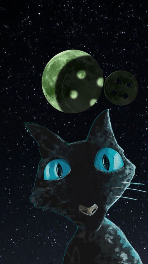 Coraline Film, Cat Moon, Coraline, The Moon, Black Cat, Moon, Iphone, Stars, Pins