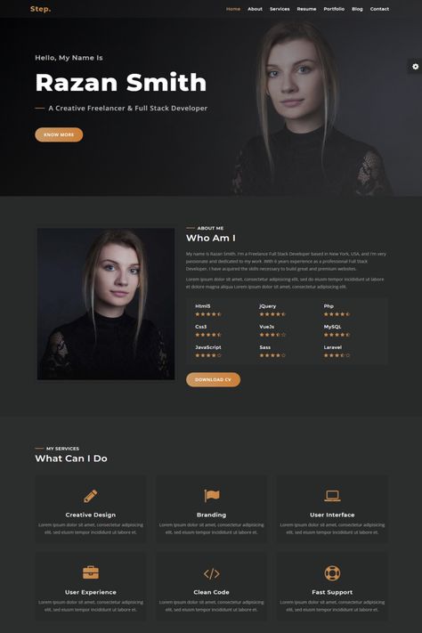 Step - Responsive Personal Portfolio Landing Page Template #90573, #Ad #Personal #Responsive #Step #Portfolio Cv Website, Webdesign Portfolio, Personal Website Design, Portfolio Landing Page, Web Design Inspiration Portfolio, Mise En Page Web, 블로그 디자인, Cv Inspiration, Web Portfolio