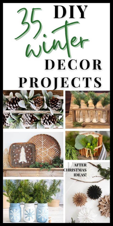 Winter Decor After Christmas Diy Crafts, Winter Decor Crafts Diy Projects, Winter Decorations Diy After Christmas, Cozy Winter Party Decorations, Winter Snow Decorations, Winter Tree Decorations After Christmas, Diy January Decor, Cabin Winter Decor, Decor For Winter After Christmas