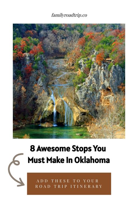 Discover Oklahoma's hidden gems on an unforgettable road trip! From the serene Chickasaw National Recreation Area to the bustling streets of Oklahoma City, adventure awaits. Explore the rugged Wichita Mountains Wildlife Refuge, unwind at Beavers Bend State Park, and marvel at the cascading Turner Falls. Experience the Sooner State's diverse landscapes and rich culture. Learn more at familyroadtrip.co and start planning your Oklahoma odyssey today! Oklahoma Road Trip, Medicine Park Oklahoma, Us Family Vacations, Road Trip Stops, Turner Falls, Beavers Bend State Park, Horseback Riding Trails, Beavers Bend, Wichita Mountains