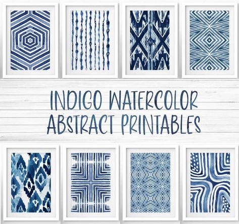 Printable art Watercolor indigo abstract prints set of image 0 Watercolor Printable, Gallery Wall Set, South Pacific, Blue Watercolor, Blue Art, Ink Painting, Blue Abstract, Art Watercolor, Indigo Blue