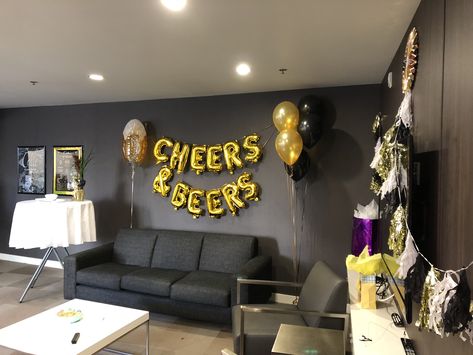 Cheers & Beers - Condo party room set-up Happy Hour Decor, Party Room, Bday Ideas, Set Up, Hotel Room, Birthday Bash, 40th Birthday, Room Set, Hotels Room