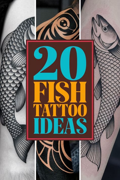 20 unique fish tattoo designs to inspire your next ink. Swordfish Tattoo, Fish Scale Tattoo, Fish Tattoo Ideas, Salmon Tattoo, Traditional Sailor Tattoos, Good First Tattoos, Fish Outline, Scene Tattoo, Koi Fish Designs