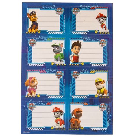 Paw Patrol Names, Personalized School Supplies Labels, School Labels Printables, Abc Bible Verses, School Stickers Labels, Free Printable Stationery Paper, Eid Mubarak Stickers, School Name Labels, Notebook Labels