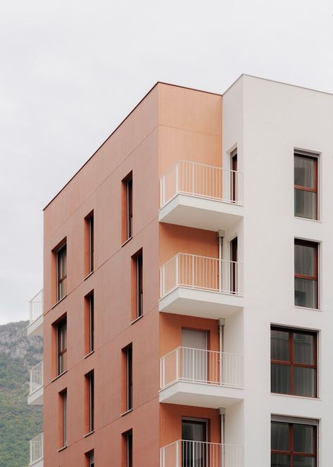 Gallery of Scala Housing / AQMA - 15 Facades Architecture, Orange Architecture, Orange Building, Apartment Facade, Architecture Facade, Collective Housing, Affordable Apartments, White Building, Social Housing