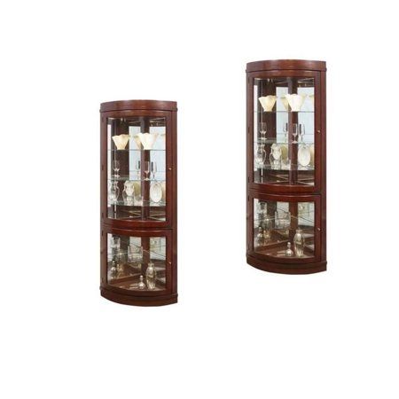 (Set of 2) Corner Curio Cabinet in Chocolate Cherry - Walmart.com Corner China Cabinets, Corner Curio Cabinet, Corner Curio, Cherry Kitchen, Curio Cabinets, Dream House Rooms, Curio Cabinet, Chocolate Cherry, Home Improvement Store