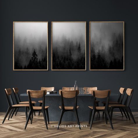 Forest Printable, Wall Art 3 Piece, Landscape Art Prints, Forest Print, Prints Set Of 3, Misty Forest, Dark Walls, Forest Wall, Etsy Art Prints