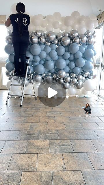 Balloons On Backdrop, Baloon Decoration Wall, Diy Balloon Decor, Stage Balloon Decor, How To Make Balloon Columns, Attach Balloons To Backdrop, Front Door Balloon Garland, 40th Balloon Ideas, Organic Balloon Wall