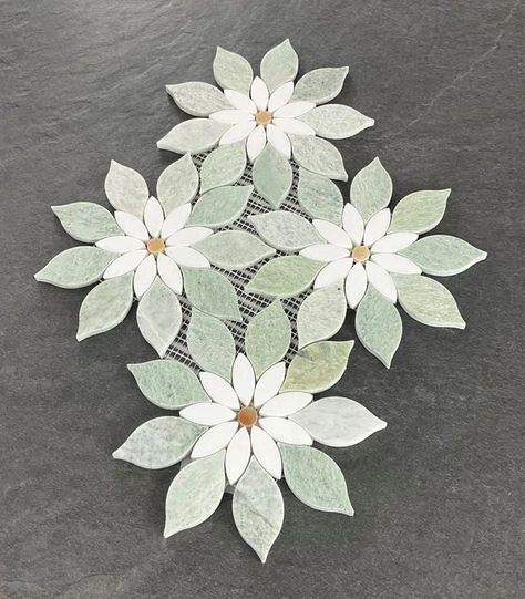 Diy Macramé, Daisy Flower Pattern, Waterjet Mosaic Tile, Floor Mosaic, Thasos, Large Daisy, White Honey, Mosaic Floor Tile, Flower Tile