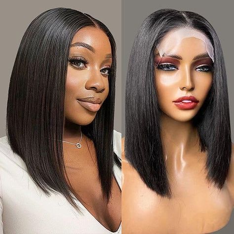 PRICES MAY VARY. 🎀 100% HUMAN HAIR WIG:Our Bob Wig Human Hair is Made by Unprocessed Real Brazilian Human Hair,Healthy, Soft and Full Until The Hair Wig End.180% density No Shedding No Smelling Breathable Lace Comfortable and Natraul. 🎀13x4 LACE FRONTAL WIGS BOB WIG HUMAN HAIR :13x4 HD Lace with Natural Baby Hair and Has Been Pre Plucked. 13x4 Transparent Lace is Perfectly Invisible to Skin. Can Be Part as You Will Middle Part or Side Part. 🎀BOB WIG AVANTAGE: Our 180 Densiry Bob Wig Human Hai Straight Short Bob, Wigs Bob, Straight Bob Wig, Wig Straight, Closure Wigs, Cheap Wigs, Virgin Hair Wigs, Short Human Hair Wigs, Bob Lace Front Wigs