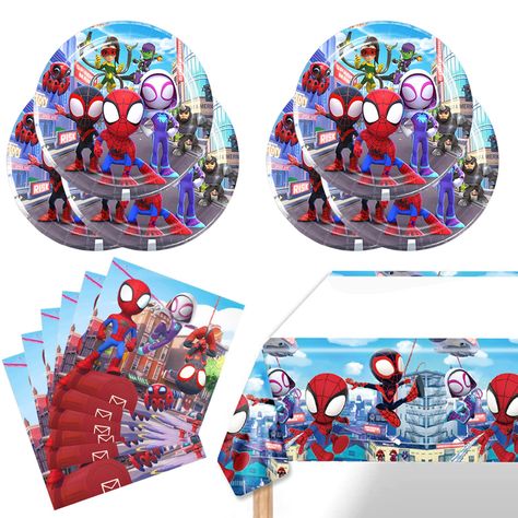 PRICES MAY VARY. Package Includes 20*7inch Plates, 20*Napkins, 1*Tablecover, ideal for Spidey and His Amazing Friends Birthday Decorations. Our Spidey Friends Birthday Decorations kit are suitable for most events, such as Spiedy themed party, dining, outdoor activities, can create an enjoyable and active atmosphere to these scenes. If you are going to throw a Spidey Friends party, the decorations kit make for fantastic decorations. If you are not satisfied with our products, please click the "se Spidey Friends Birthday, Spidey Birthday Party, Friends Birthday Decorations, Spidey Birthday, Friends Birthday Party, Boys Birthday Party Decorations, Dining Outdoor, Spidey And His Amazing Friends, Amazing Friends