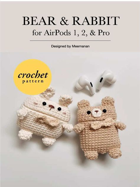 Air Pods Case, Cases For Airpods, Crochet Case, Crochet Eyes, Crochet Bunny Pattern, Bunny Pattern, Blouse Hand Designs, Air Pods, Crochet Bunny