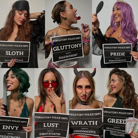 7 deadly sins Halloween costume 7 Deadly Sins Outfit Ideas, Group Of 7 Halloween Costumes Friends, Prom Night Halloween Costume, 7 Deadly Sins Theme Party, Drama Queen Halloween Costume, 7 Deadly Sins Outfits, Pride Halloween Costume, 7 Sins Costume Ideas, 7 Deadly Sins Halloween Costume