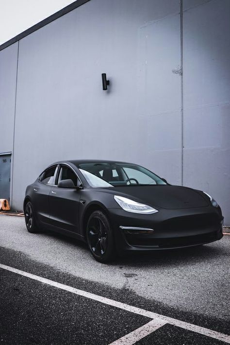 Tesla Matte Black, Tesla Model 3 Matte Black, Matte Black Tesla Model 3, Black Tesla Aesthetic, Wrapped Tesla Model 3, Tesla Model Y Wrap, White Tesla Model 3, Tesla Model X Black, Black Tesla Model 3