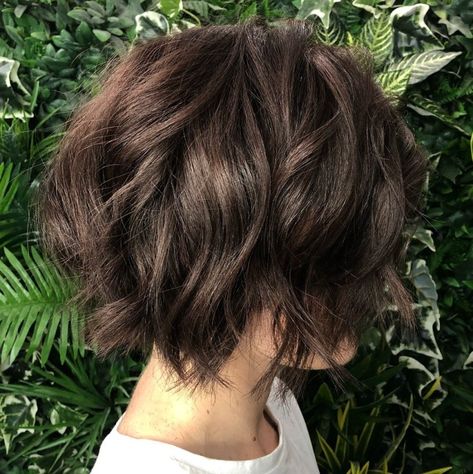 Chin-Length Chocolate Bob Shag,  I think I can pull this off. Bob Shag, Short Textured Hair, Short Shag Haircuts, Shaggy Bob, Short Shag Hairstyles, Short Hair Lengths, Chin Length, Chin Length Hair, Layered Bob Hairstyles