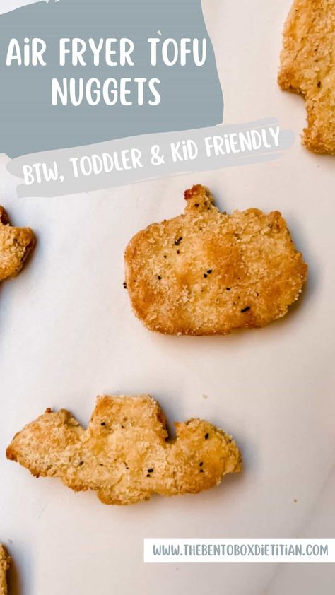 These air fryer tofu nuggets are crispy, easy to make, baby led weaning, toddler and kid friendly. They are also a great source of protein! Tofu Toddler Recipes, Tofu Recipes For Baby, Tofu For Toddlers, Tofu For Babies, Air Fryer Tofu, Weaning Toddler, Tofu Nuggets, Tofu Recipes Easy, Egg Tofu