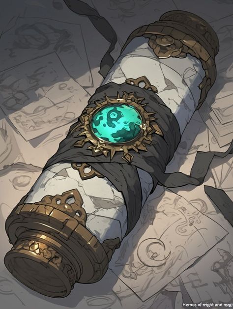 Spell Scroll (Item) —day 5 Spell Scroll Art, Magical Items Ideas, Magic Items Fantasy Art, Magic Item Art, Magic Spells Art, Item Rpg, Magic Concept Art, Magic Scroll, Spell Scroll