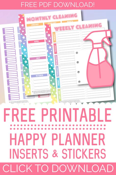 Printable House Cleaning Schedule, Cleaning Journal, Cleaning Schedule Checklist, House Cleaning Schedule, Homemaking Binder, Cleaning Stickers, Happy Planner Free Printable, Free Printable Cleaning, Organization Binder