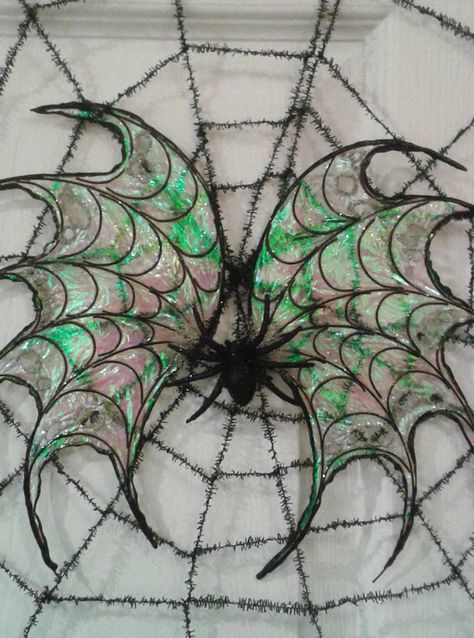 Ooak Fairy Wings, Spider Web Wings for Dolls, Bears, Sculptures, Handmade Spider Fairy Costume, Spider Web Wings, Gothic Fairy Wings, Spider Fairy, Black Fairy Wings, Fairy Oc, Weird Nature, Headphone Fashion, Ooak Fairy