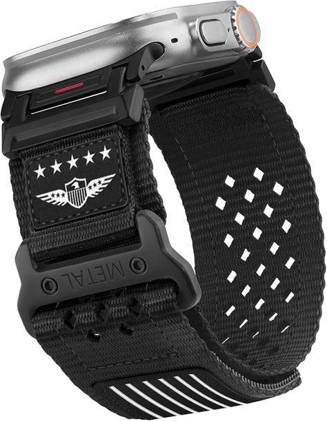 Amazon.com: Rugged Nylon for Apple Watch Ultra 2 Bands for Men 49mm 45mm 44mm 42mm,Breathable Stars-Stripes Flag Wristband Workout Athletic Strap for iWatch Bands Ultra Series 9 8 7 6 5 4 3 SE/Ultra2 44/45/49 mm : Cell Phones & Accessories Apple Watch Ultra 2 Band, Iphone Watch Bands, Black And White Flag, Mens Bracelet Designs, Personalised Badges, Cycling Trips, Iphone Watch, Ultra Series, Shield Logo