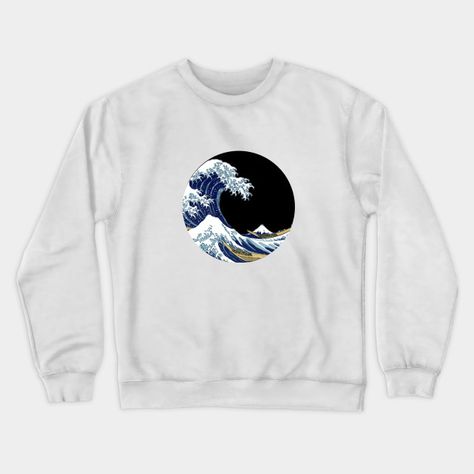 Great Wave Off Kanagawa Aesthetic Design - Aesthetic Great Wave - Crewneck Sweatshirt | TeePublic Hokusai Great Wave, Fall Crewneck Sweatshirt, The Great Wave, Great Wave Off Kanagawa, Katsushika Hokusai, Black Pug, Great Wall Of China, Huebucket, Blue Waves