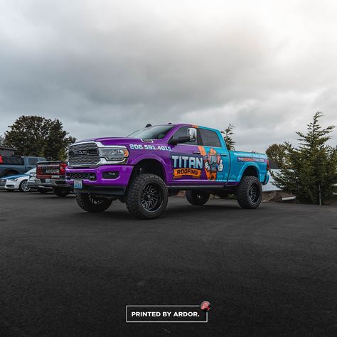 Feast your eyes on this epic custom full wrap we just finished for Titan Roofing's Dodge truck! We went all out with this one, and the results speak for themselves. How would you rate this transformation? Drop your rating and thoughts in the comments below! - #truckwraps #vehiclewraps #customwraps #layednotsprayed #paintisdead #design #business #vinylwrap #vehiclewrapping Dodge Truck, Custom Wraps, Vinyl Wrap, Car Wrap, Design Business, Your Eyes, Dodge, Trucks, Quick Saves