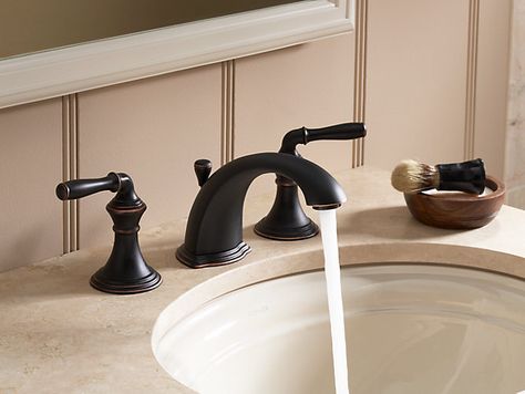 Devonshire Widespread Sink Faucet with Lever Handles | K-394-4 | KOHLER Kohler Bathroom Faucet, Kohler Bathroom, Powder Room Sink, Bath Sink, Bath Makeover, Bathroom Decor Colors, Vanity Faucet, Widespread Bathroom Faucet, Bath Ideas