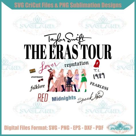 taylor-swift-the-eras-tour-full-album-swiftie-2023-concert-svg Music Svg, Taylor Swift Eras Tour, Taylor Swift Eras, Graphic Design Resources, Mug Printing, Svg Free, Silhouette Studio Designer Edition, Svg Free Files, Eras Tour