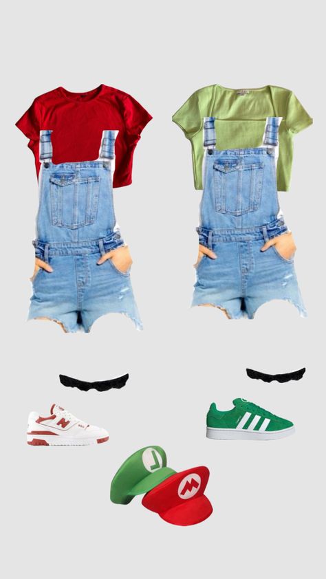 mario and luigi costume #halloweencostume Diy Mario Costume For Women, Mario Mushroom Costume, Super Mario Halloween Costumes, Mario Costume Diy, Mario And Luigi Costumes, Mario Halloween Costumes, Fun Halloween Outfits, Luigi Costume, Mushroom Costume