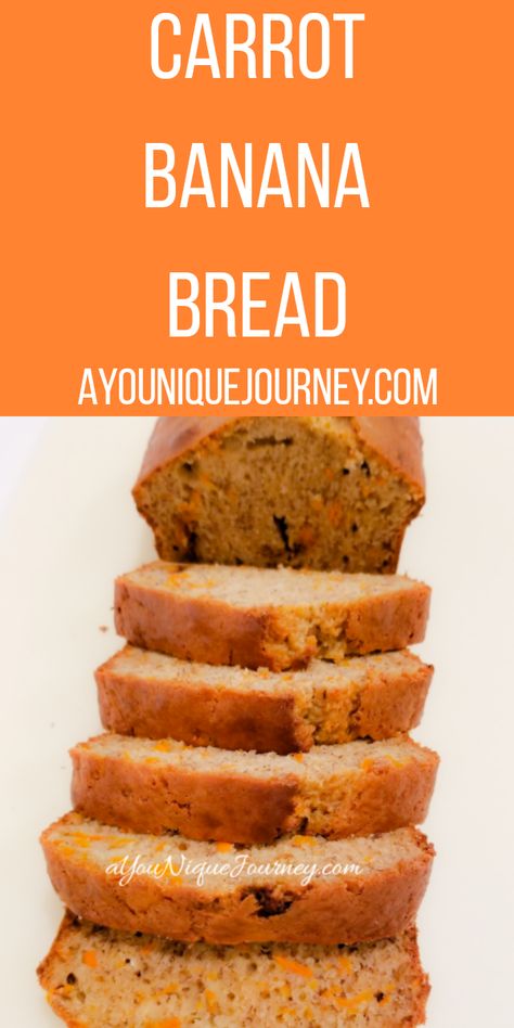 Carrot Banana Bread Recipe - A YouNique Journey Carrot Banana Bread Recipe, Carrot Banana Bread, Banana Carrot Bread, Carrot Cake Banana Bread, Carrot Bread Recipe, Cake Banana Bread, Carrot Cake Bread, Carrot Banana Cake, Custard Cake Recipes