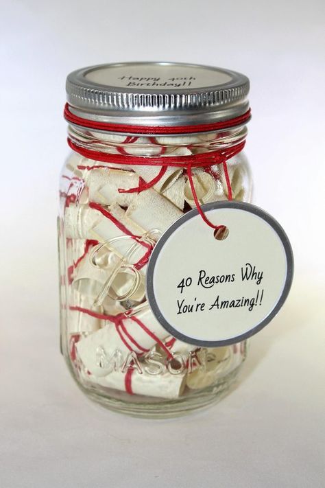 This Message Filled Love Jar is just one of the custom, handmade pieces you'll find in our home & living shops. 40th Birthday Presents, Love Jar, Presente Diy, 80th Birthday Party, Mason Jar Gifts, Cadeau Diy, 60th Birthday Party, Diy Gifts For Boyfriend, 40th Birthday Parties