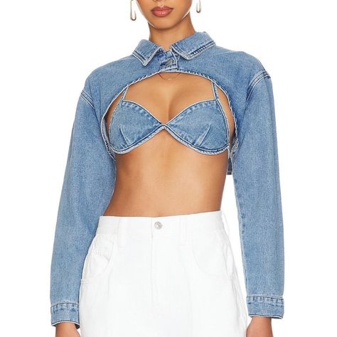 Nwt Never Worn! -Comes With Both Pieces -Good Quality Denim -Bra Top Is Fully Adjustable With Ties -Jacket/Bolero Can Be Buttoned Or Unbottoned -Pieces Are Detachable From Eachother -Size Xxs Would Also Fit Xs, Possibly S Too. Perfect For The Denim Trend Rn!! #Denim #Detaileddenim #Set #Denimjacket #Denimtop Silk Spiderman, Detachable Jacket, Witch Dress, All Jeans, Stylish Jackets, Crop Top Blouse, Cutout Dress, Dress Suits, Crop Jacket